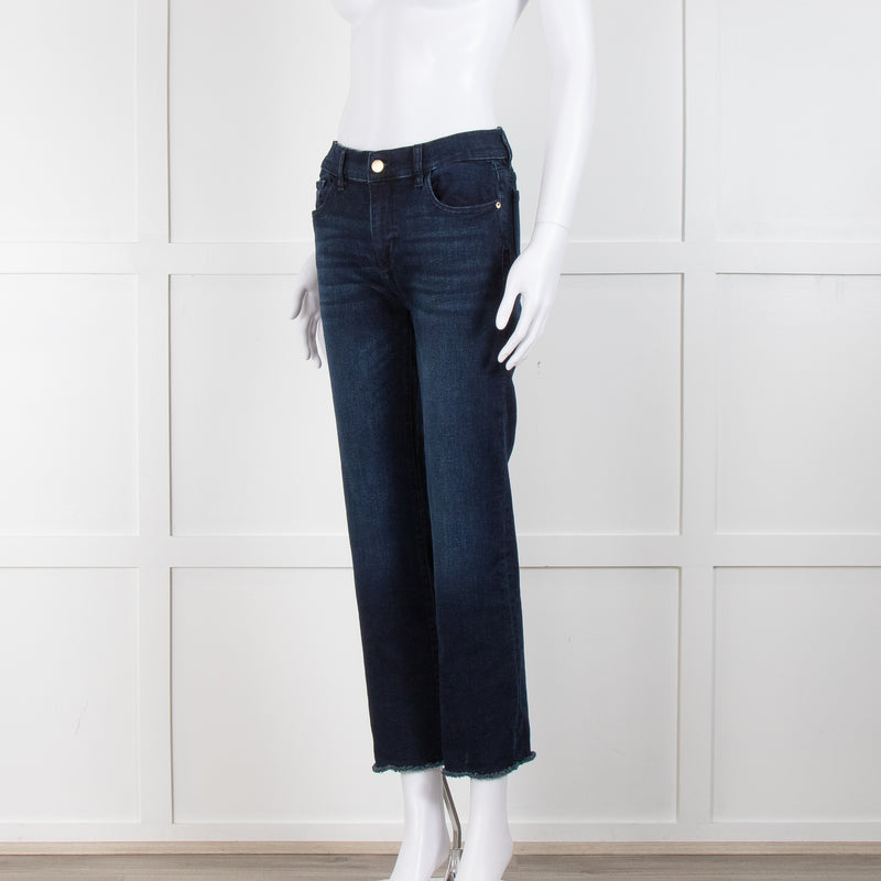 DL1961 Dark Blue Raw Hem Straight Leg Jeans