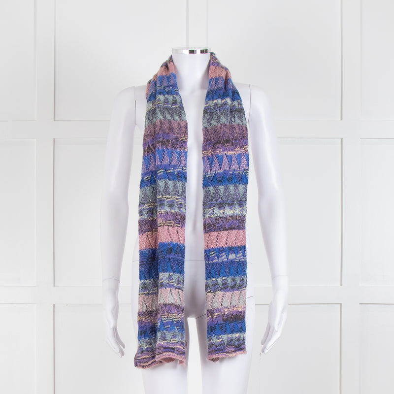 Missoni Pink Blue Metallic Thread Long Scarf