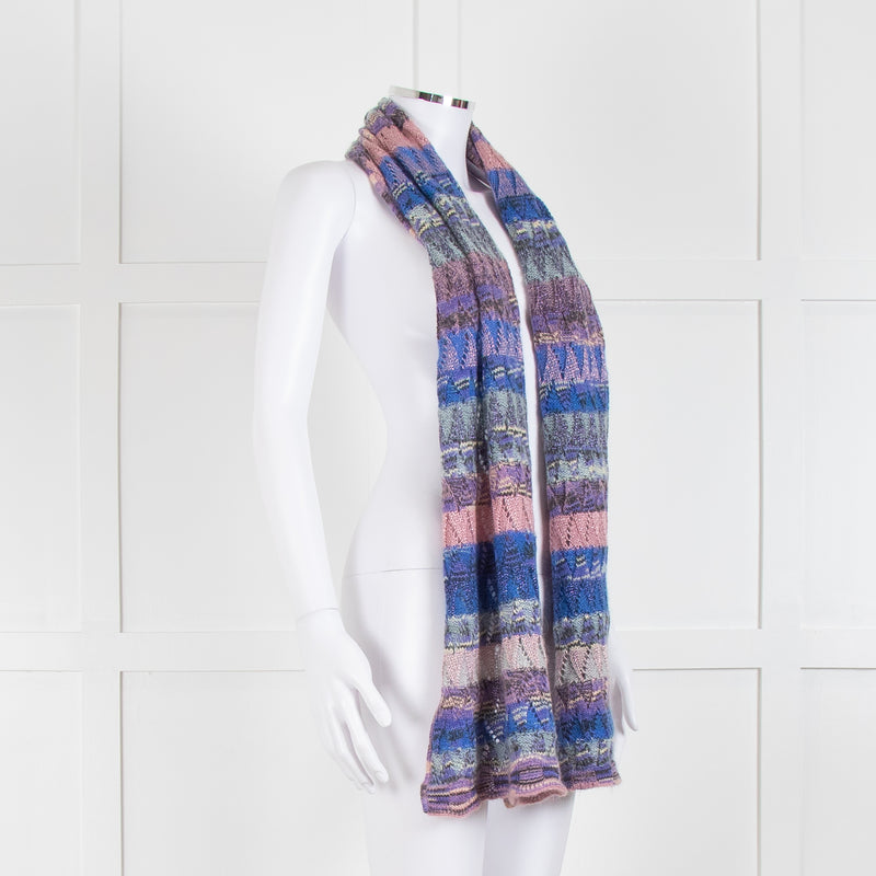 Missoni Pink Blue Metallic Thread Long Scarf