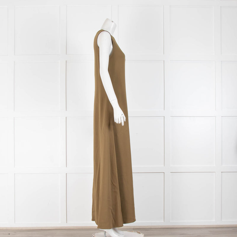 Asceno Khaki Green The Tallin Dress Viscose Crepe