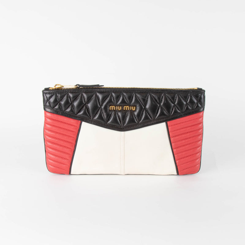 Miu Miu Black/Red/Cream Leather Clutch