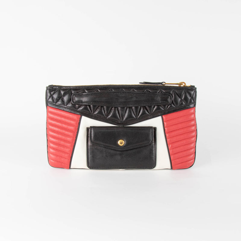 Miu Miu Black/Red/Cream Leather Clutch