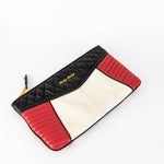 Miu Miu Black/Red/Cream Leather Clutch