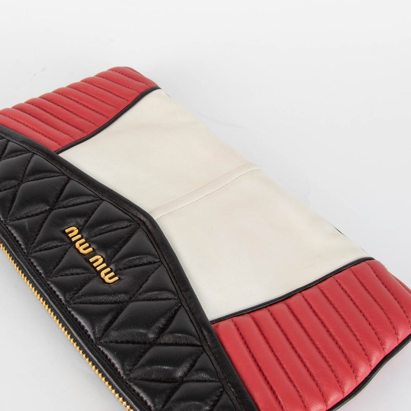 Miu Miu Black/Red/Cream Leather Clutch