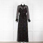 Diane Von Furstenberg Black Patterned Sheer Dress with Button Front & Belt