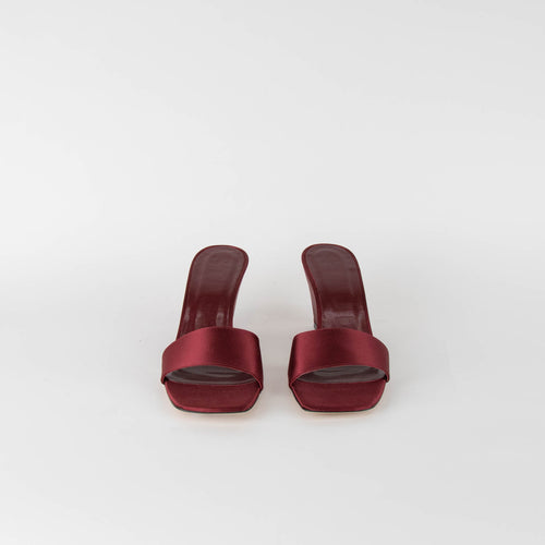 Staud Burgundy Satin Wedge Mules