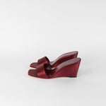 Staud Burgundy Satin Wedge Mules