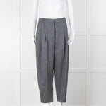 Stella McCartney Grey Cropped Pleated Wool Trousers