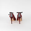 Sergio Rossi Dark Red Black Varnish Eel skin Ankle Strap Heeled Shoes