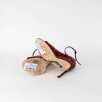 Sergio Rossi Dark Red Black Varnish Eel skin Ankle Strap Heeled Shoes