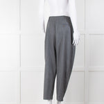 Stella McCartney Grey Cropped Pleated Wool Trousers