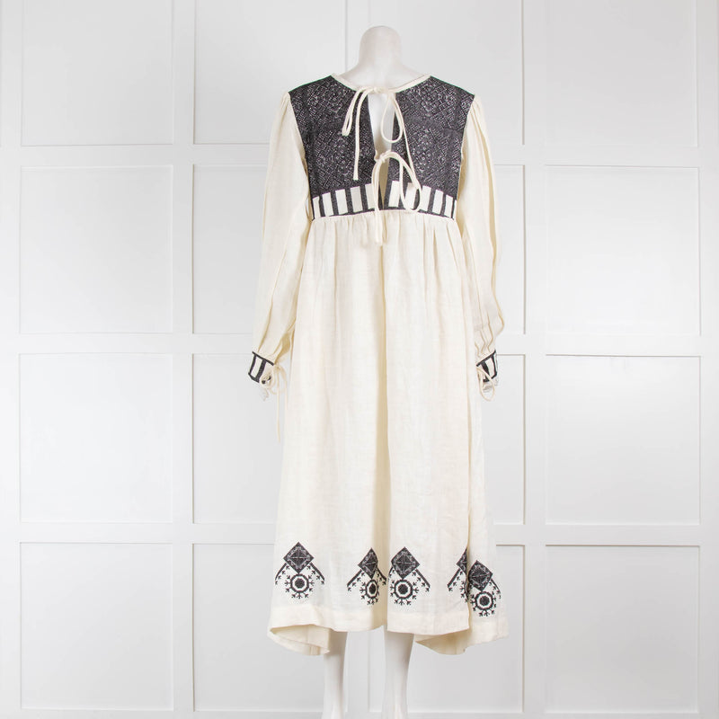 Fil De Vie Linen Embroidered Midi Dress