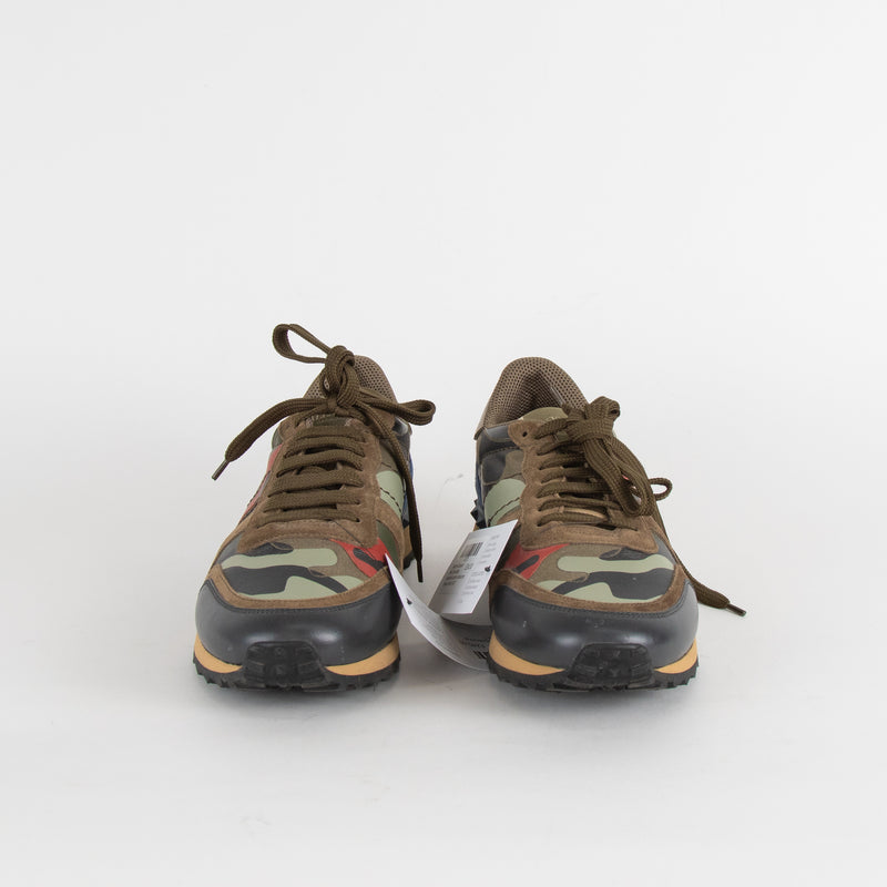 Valentino Garavani Multi Camouflage Suede And Leather Rockrunner Trainers