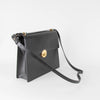 Objets Daso Hye Leather Flap Gold Closure Shoulder Bag Black