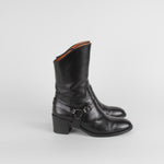 Fratelli Rossetti Black Silver Buckle Leather Ankle Boots