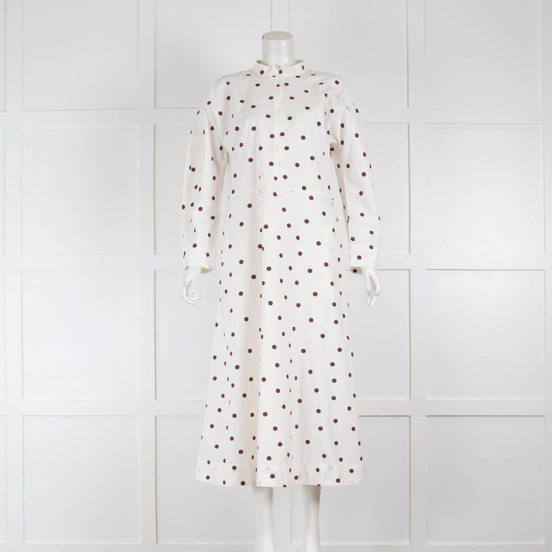 Ganni Polka Dot Poplin Midi Dress