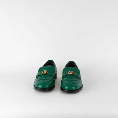 Gucci Green Matelasse Marmont Loafers