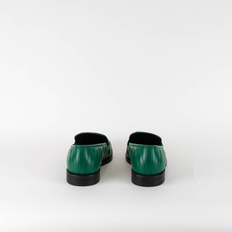 Gucci Green Matelasse Marmont Loafers