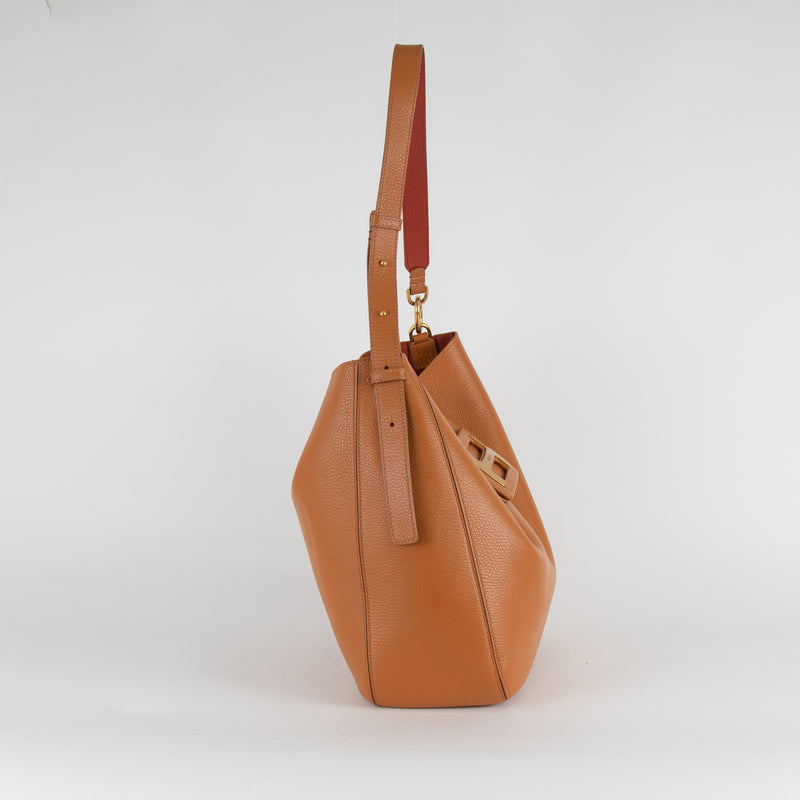 Hogan Tan Shoulder Bag With Red Lining