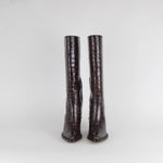 Chloe Dark Brown Croc Effect Cowboy Vinny Boot