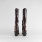 Chloe Dark Brown Croc Effect Cowboy Vinny Boot