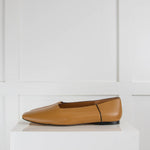 Joseph Khaki Leather Square Toe Flat Shoes