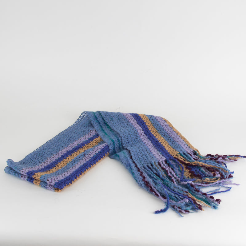 Missoni Blue Multi Colour Knit Tassell Scarf