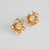 Tory Burch Gold Tone Flower Earring With Pearl Logo