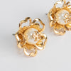 Tory Burch Gold Tone Flower Earring With Pearl Logo