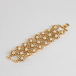 Tory Burch Gold Tone Flower Chain Bracelet With Pearls