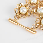 Tory Burch Gold Tone Flower Chain Bracelet With Pearls