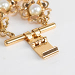 Tory Burch Gold Tone Flower Chain Bracelet With Pearls