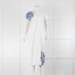 Pippa Holt White Heavy Cotton With Blue Coral Design Sundress