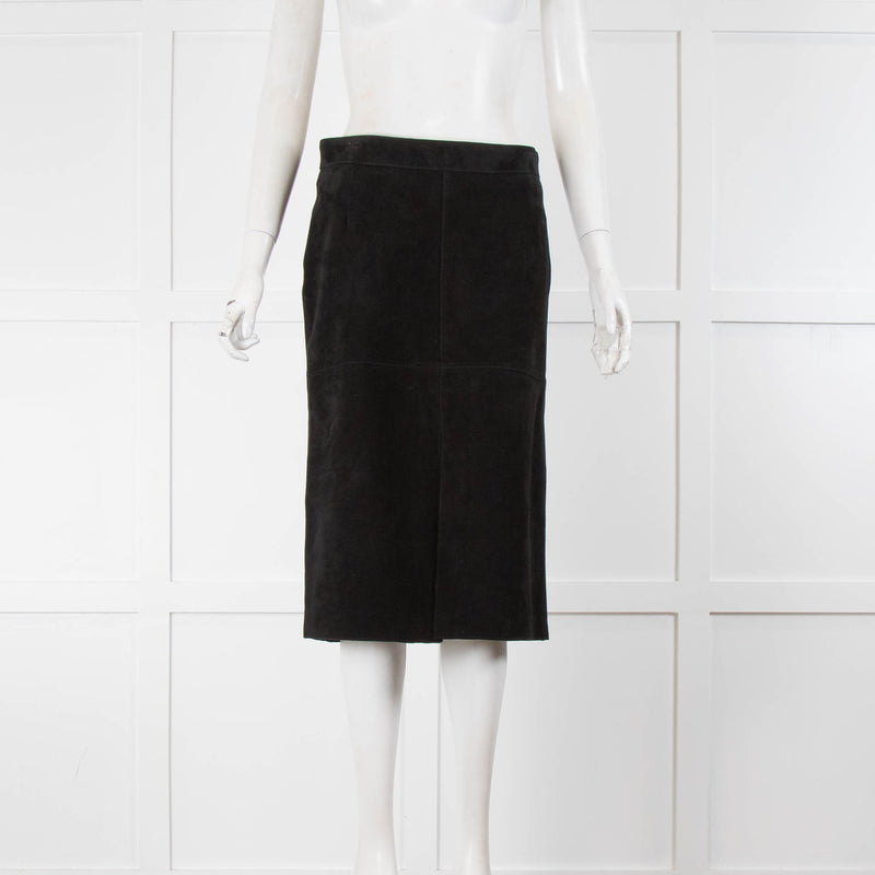 Toteme Panelled Black Suede Skirt