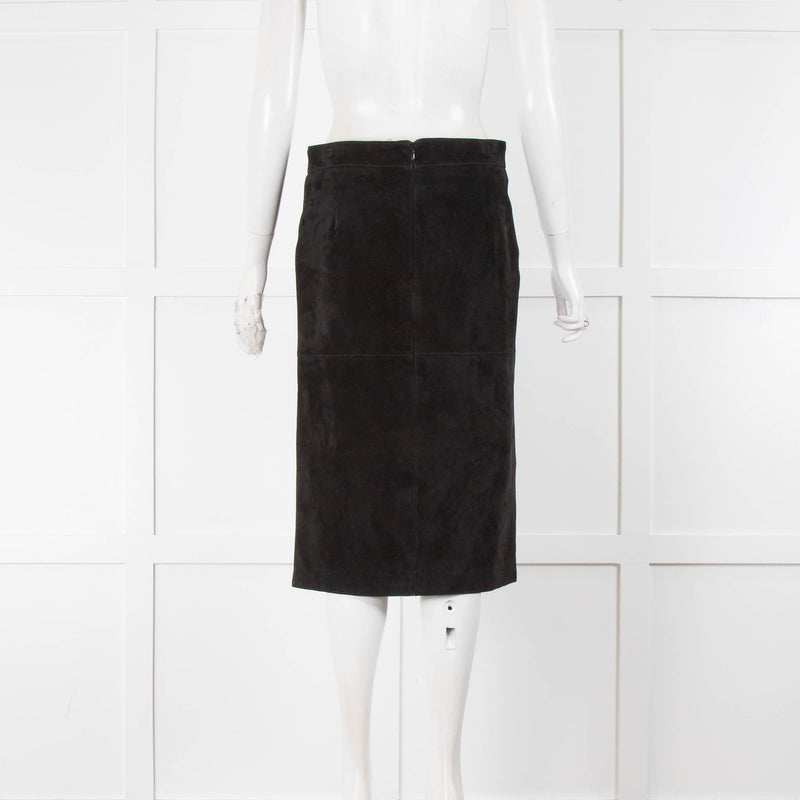 Toteme Panelled Black Suede Skirt