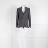 Burberry Grey Wool Blazer with Leather Trims