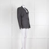 Burberry Grey Wool Blazer with Leather Trims