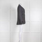 Burberry Grey Wool Blazer with Leather Trims