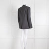 Burberry Grey Wool Blazer with Leather Trims