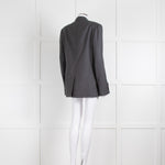 Burberry Grey Wool Blazer with Leather Trims