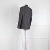 Burberry Grey Wool Blazer with Leather Trims