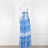 Alice + Olivia White Blue Floral Sleeveless Maxi Dress