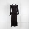 Temperley Black Cypre Pointelle Frill Maxi Dress