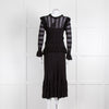 Temperley Black Cypre Pointelle Frill Maxi Dress