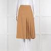 Burberry Camel Wool Mix Pleated Kilt Style Skirt