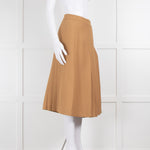 Burberry Camel Wool Mix Pleated Kilt Style Skirt