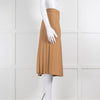 Burberry Camel Wool Mix Pleated Kilt Style Skirt