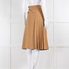 Burberry Camel Wool Mix Pleated Kilt Style Skirt