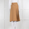 Burberry Camel Wool Mix Pleated Kilt Style Skirt