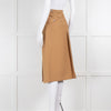 Burberry Camel Wool Mix Pleated Kilt Style Skirt